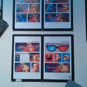 pages on display at A2 Cafe in Oakland 